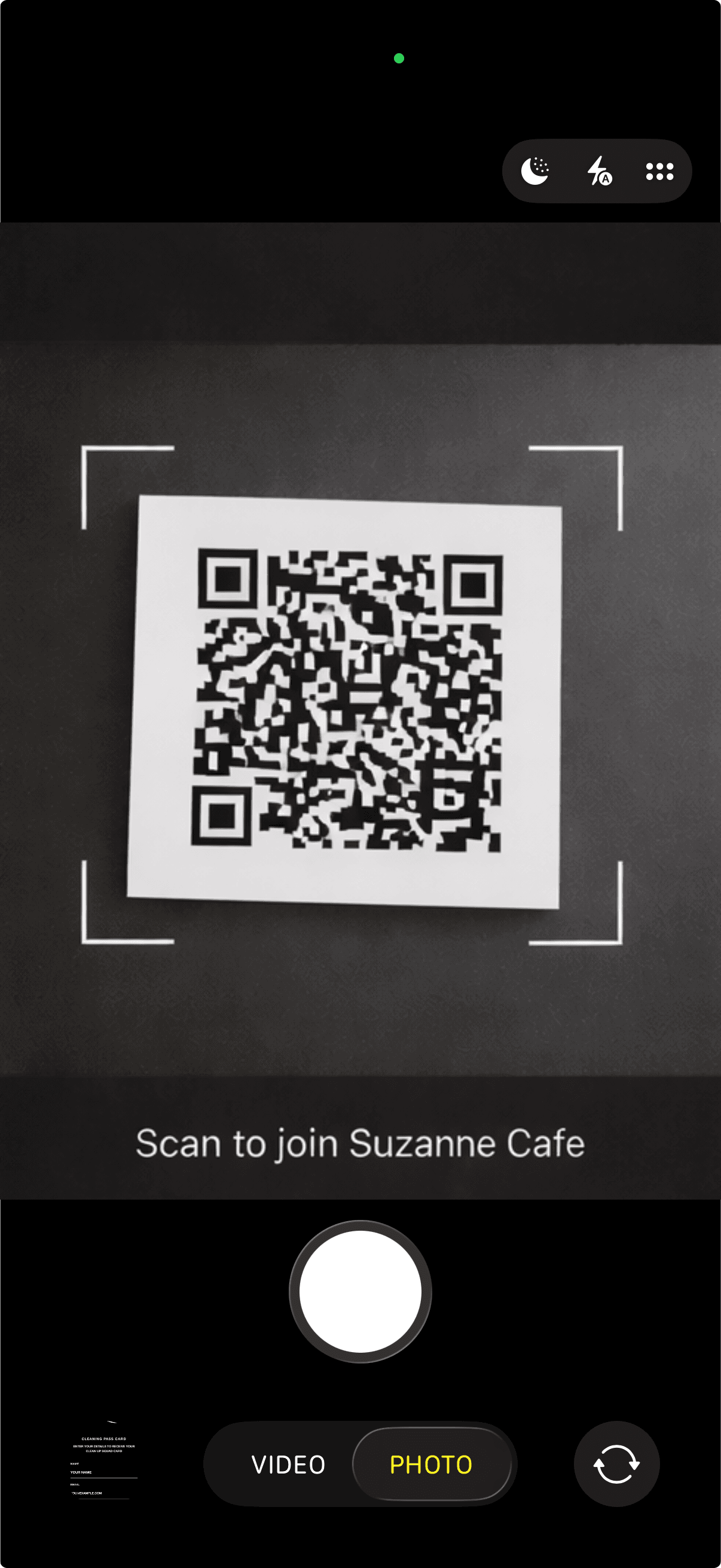 Customer scanning a Tappy QR code on iPhone