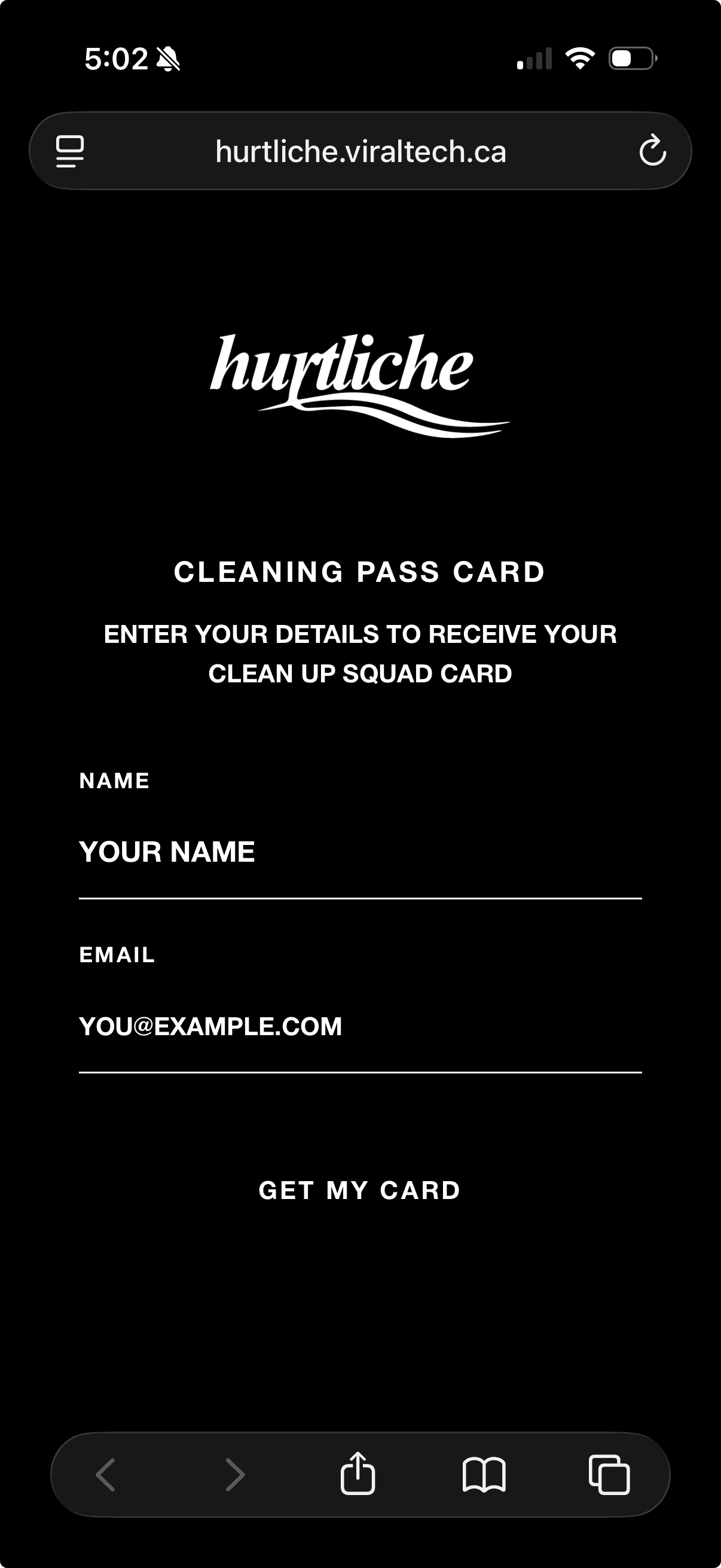 Tappy signup form on iPhone